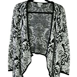 Charming Charlie Coquette Cardigan Size S‎ Womens Black White Long Sleeve Open